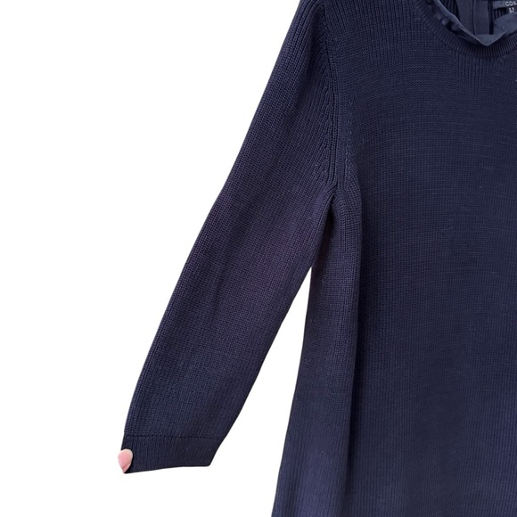 COS Silk Cotton Blend Sweater Shirt Dress Size XS Navy Blue Ruffle Hem Cottage - Picture 6 of 11